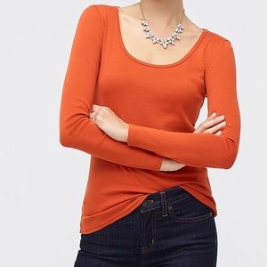 J. Crew Long Sleeve Fine Rib Scoopneck Tee